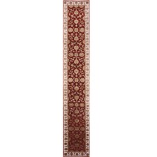 2'7"x16'4" Red Hand Knotted Wool and Silk Rajasthan Design XL Runner Rug R75375