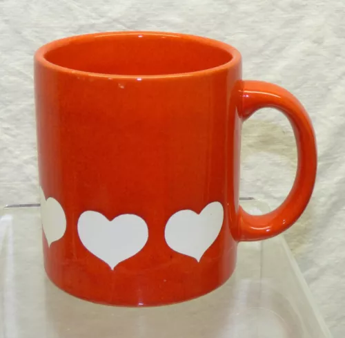 Waechtersbach Red w/ Small White Hearts Coffee Cup Mug W. Germany Vintage Lot A