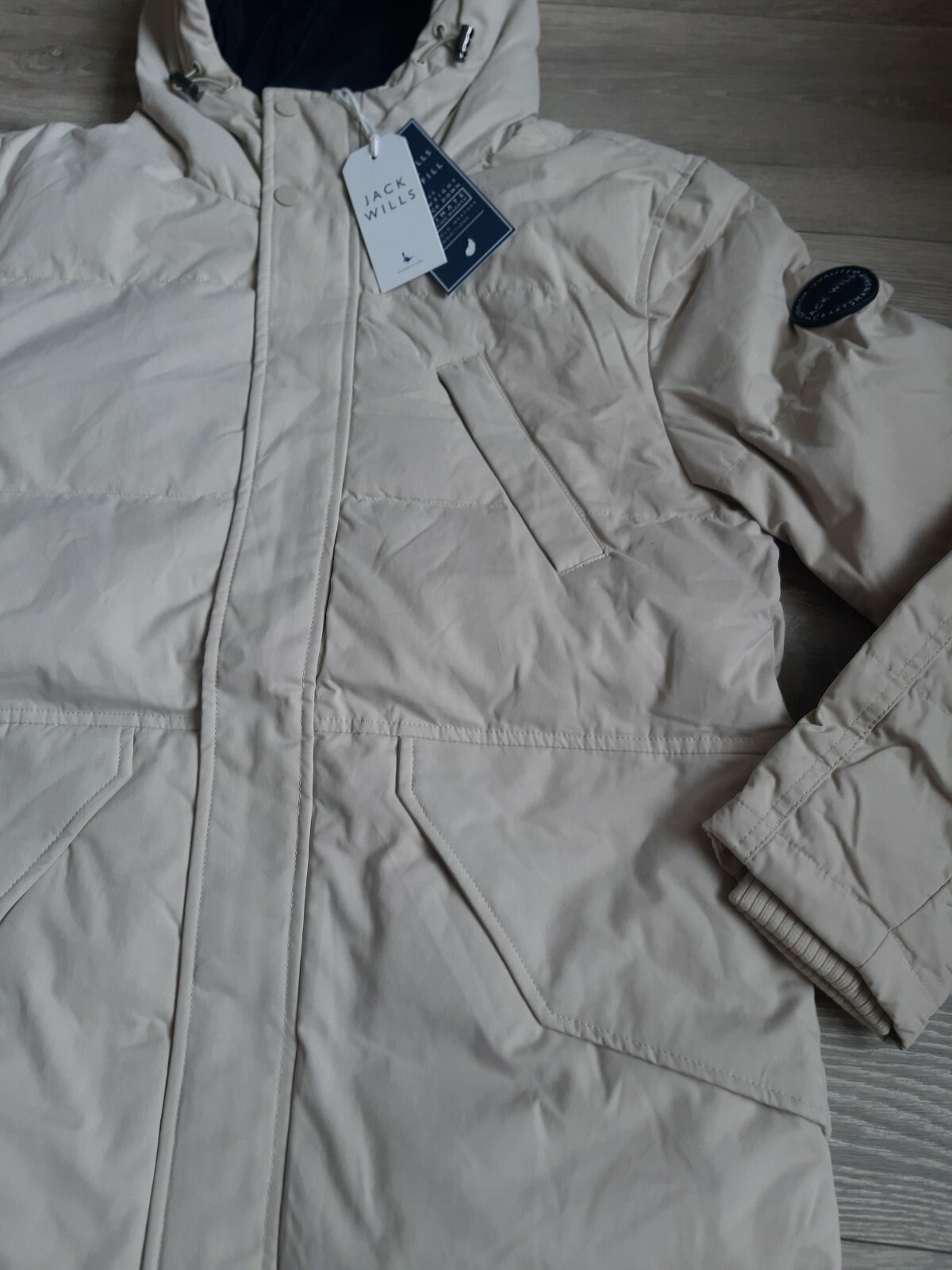 Jack Wills Hatfield Padded Down Jacket Duck Feathers Coat Size XS Stone RRP £149 image 5