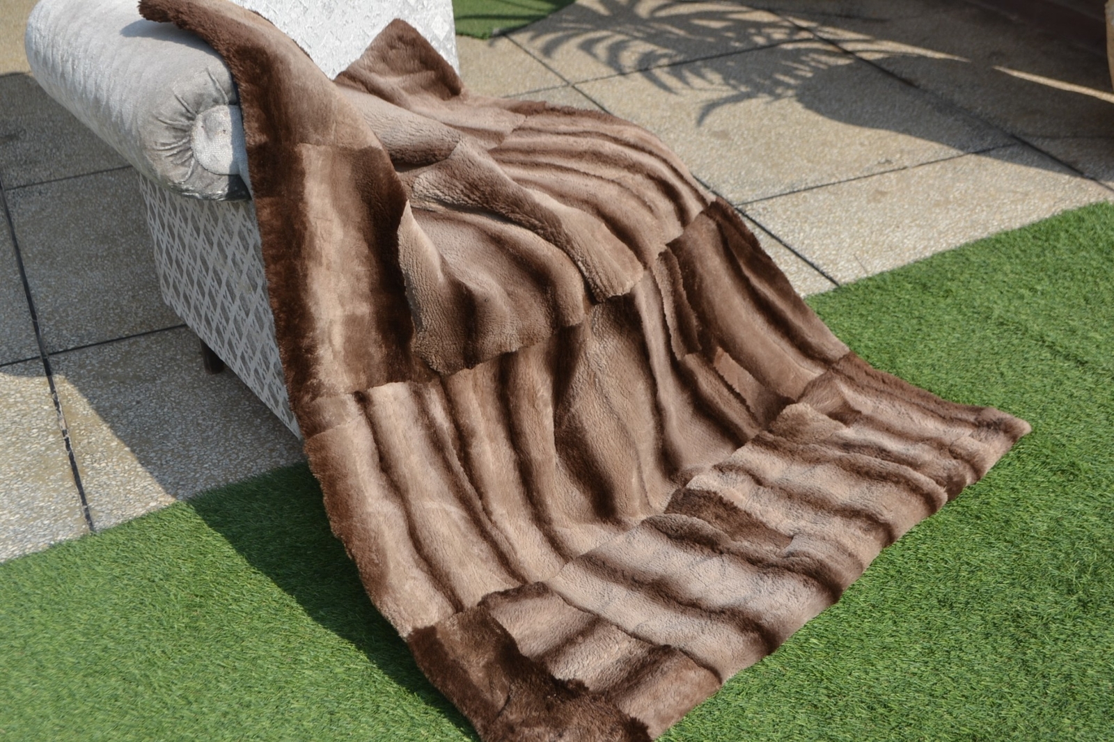 Genuine Real Sheared Beaver Fur Blanket Throw Size 50" x 40" Rug 4751