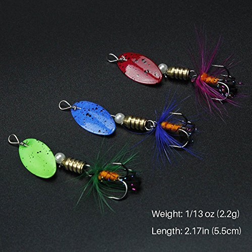 Fishing Lures 10pcs Spinner Lures Baits with Tackle Box, Bass Trout Salmon - Picture 7 of 7