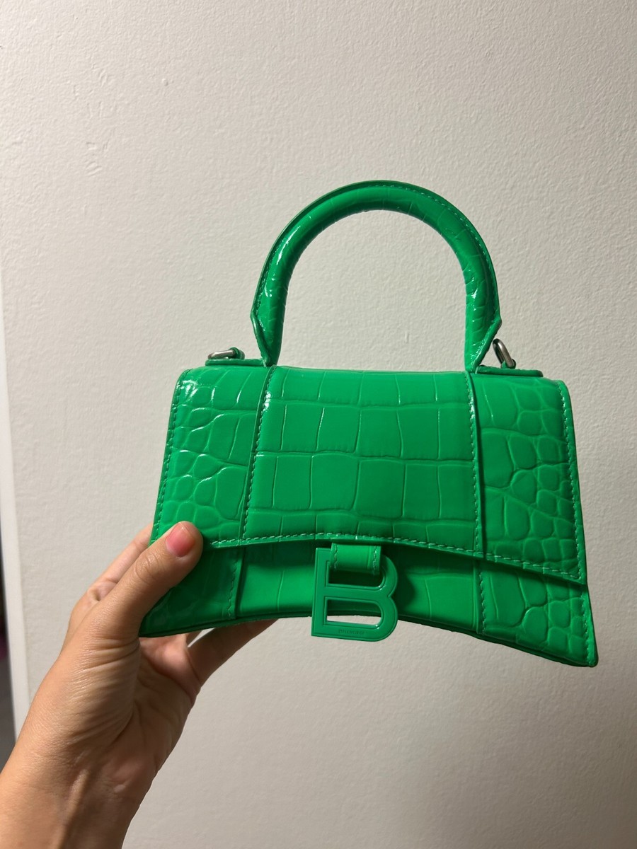 Balenciaga s Xs Croc Calf Leather Crossbody Bag green hourglass