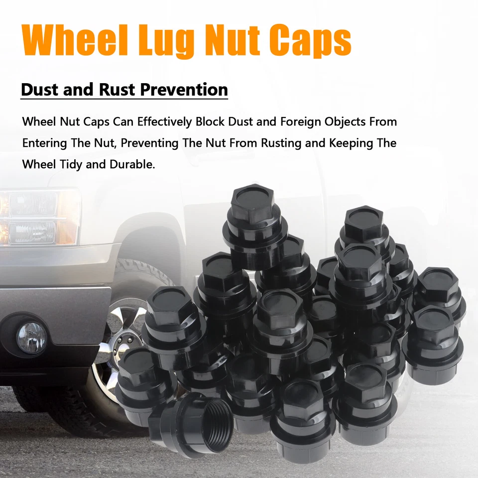 Tapas de tuerca de rueda de plástico negro 24 piezas para Chevrolet C1500 Suburban 1995-1997 Foto 4 de 4