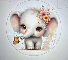 WATERCOLOR ELEPHANT BUTTERFLY ENVELOPE LABELS STICKERS SEALS PARTY FAVORS