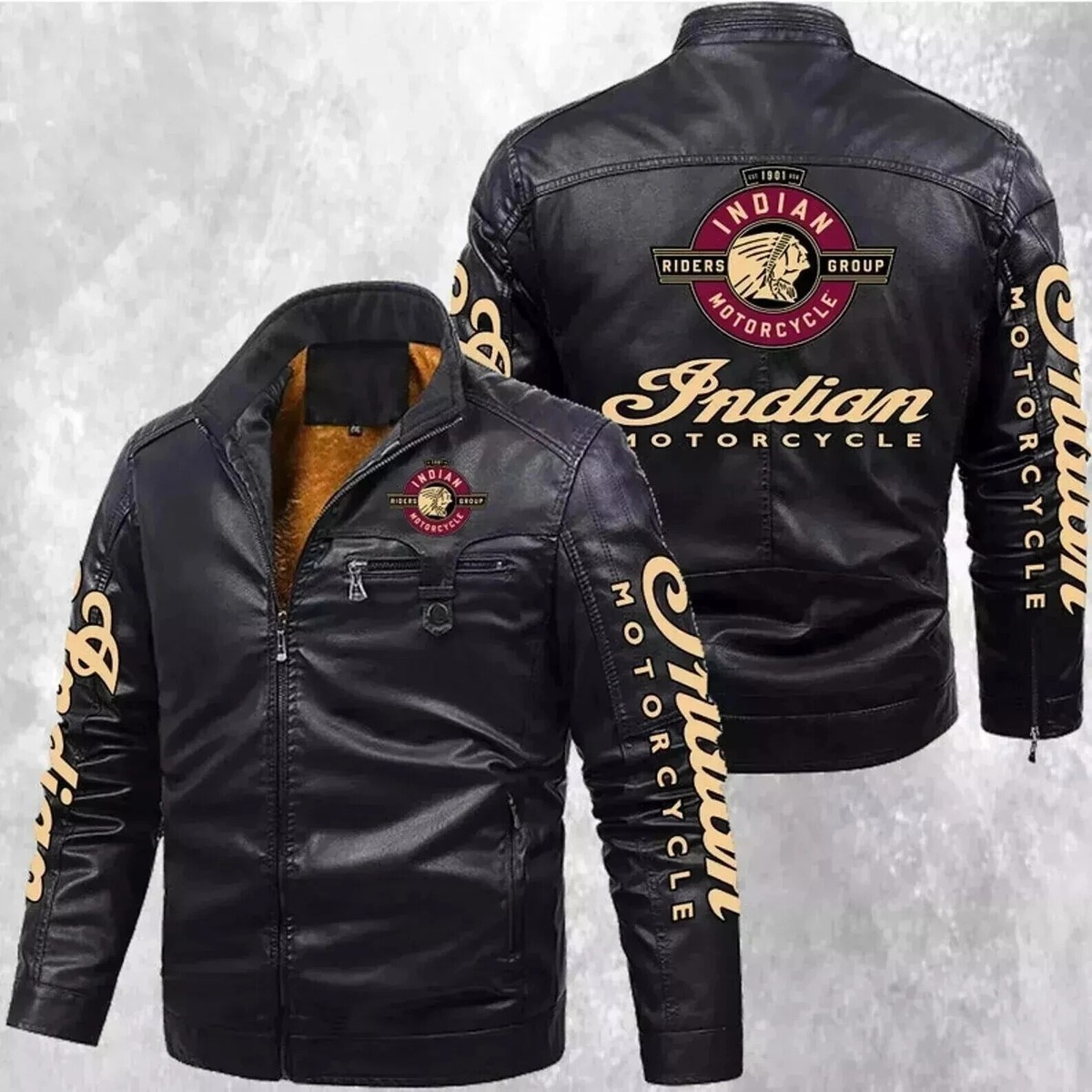 Men's Black Indian Bomber Motorcycle Biker Jacket – Genuine