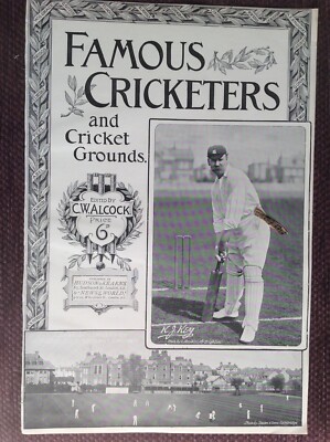 c1895,antiker Buchdruck,,CAMBRIDGE UNIVERSITY CRICKET GROUND, & Spieler K,J SCHLÜSSEL