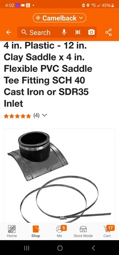 JONES STEPHENS 4" Plastic 12" Clay Saddle Flexible PVC Saddle Tee Fitting SCH 40 - Picture 2 of 5