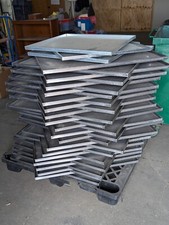 Lot of 6 Galvanized Steel Drain / Drip Pans,  36" x 36", No Hole, Many Uses