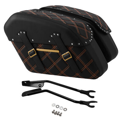 Black+Orange Saddlebags Fit For Harley Fat Boy FLFB FLFBS Breakout FXBR 18-24 23