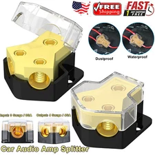 2pc New 2-Way Car Audio Solar Amp Power/Ground Cable Splitter Distribution Block