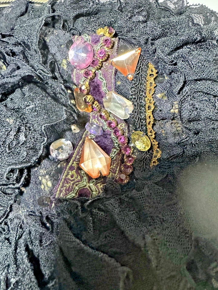 De Colección Chimaki Romántico Brocado Encaje Bolso de Mano Estilo Victoriano Adornado Cadena Correa Foto 3 de 4