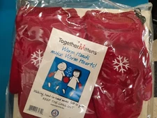 Together Mittens Warm Hands Make Warm Hearts New 1 Pair Snowflake Red Doublemitt