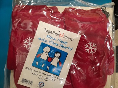 Together Mittens Warm Hands Make Warm Hearts New 1 Pair Snowflake Red Doublemitt