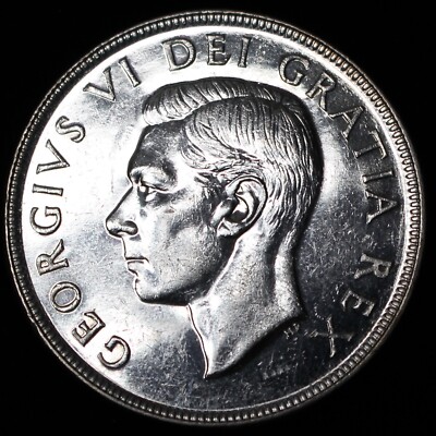 1951年 カナダ 1ドル銀貨 ジョージ6世 銀0.800 1951 CANADA DOLLAR - GEORGE VI - VOYAGEUR - .800 SILVER-HIGH GRADE
