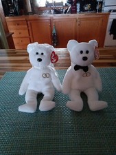 Mrs Retired 2001 White Plush Ty Beanie Babie Bride Wedding Bridal 8in Bear 4364