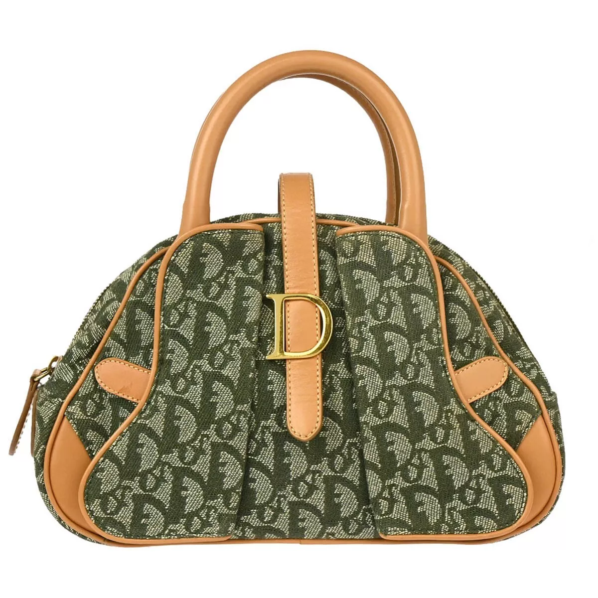 Sac à main trotteur Christian Dior vert double selle PZ0701 124712