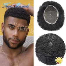 Afro Toupee for Black Men Full Lace Mens Toupee Kinky Curly Human Hair System
