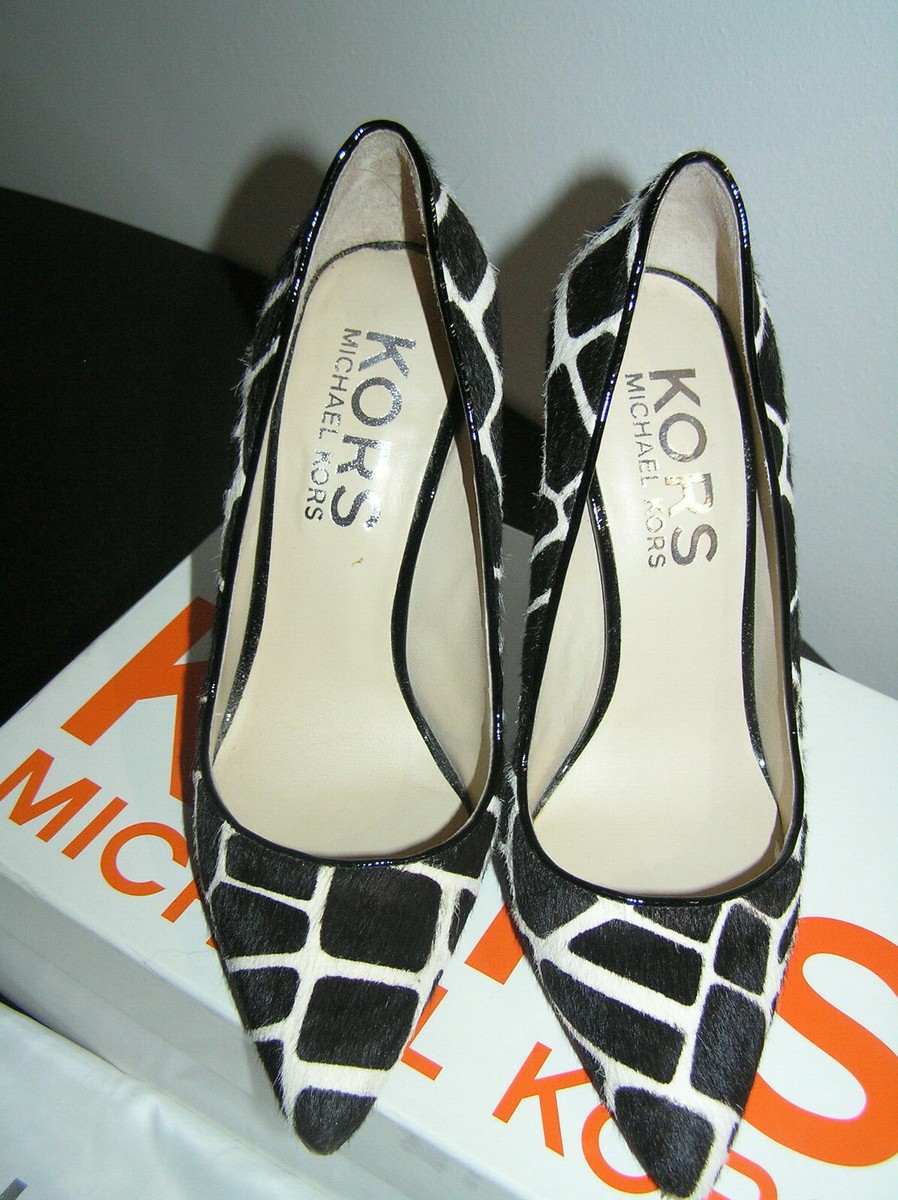 MICHAEL KORS ELGIN CALF HAIR BLACK WHITE STILETTO COURT SHOES EU