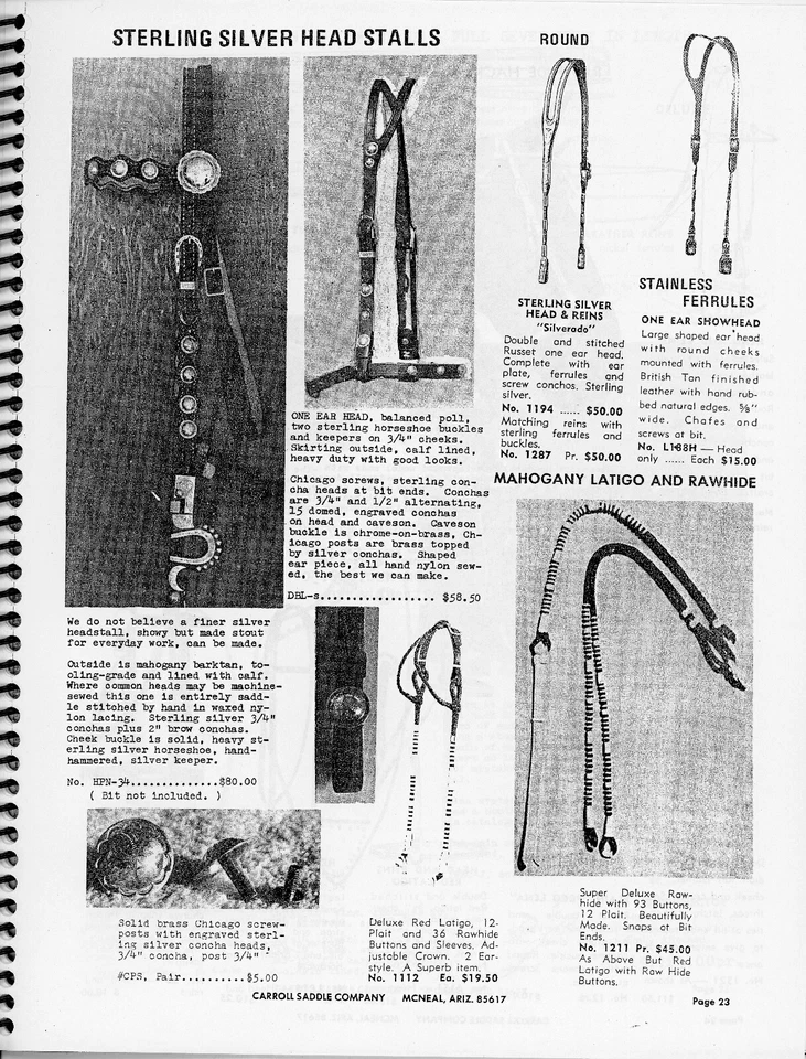 CARROLL SADDLE CO. McNeal,亚利桑那州 1971 螺旋目录 翻印 — 第 4/4 张图片