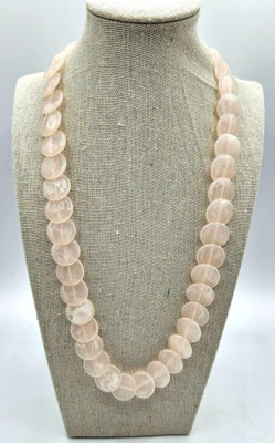 Round Pink Rose Acrylic Bead Necklace Statement Natural Delicate Gift For Her22''