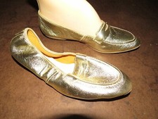 NOS Vintage 1960's Gold shiny MADYE'S dance shoe Western Square S 5-51/2