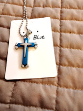 Fashion Unisex Silver Blue Crucifix Cross Pendant 2