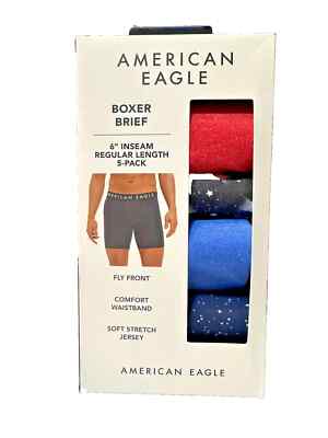 American Eagle 6'' Boxer Briefs Reg Length 5pk XS Solids Outer Space Astronaut
