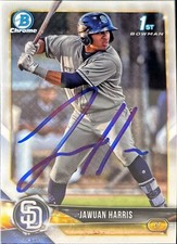 2018 Bowman Draft Chrome Jawuan Harris Rookie San Diego Padres AUTO SIGNED COA