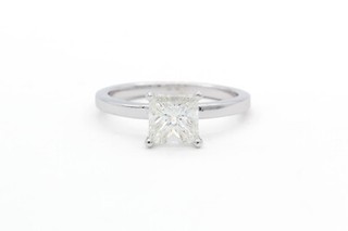 GIA Certified 18k White Gold & Princess Diamond Solitaire Engagement Ring 1.50ct