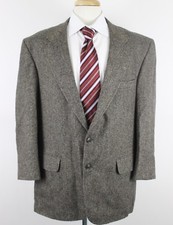 Land's End Men's Sport Coat Blazer Brown Sz 44 Regular R Herringbone 2 Button