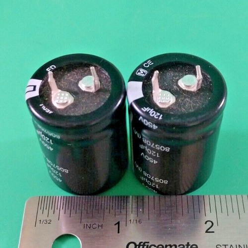 2 PCS PANASONIC EETED2W121JJ SNAP-IN CAPACITORS 120uF 450V 105C - Picture 2 of 4