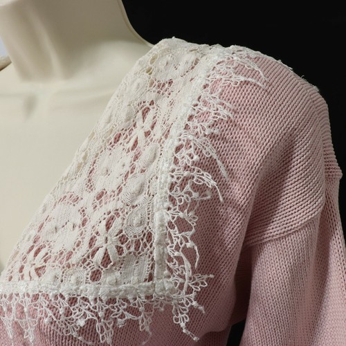 Gunne Sax Jessica McClintock VTG 80's Long Sweater Lace Collar S Small Prairie - Picture 5 of 11