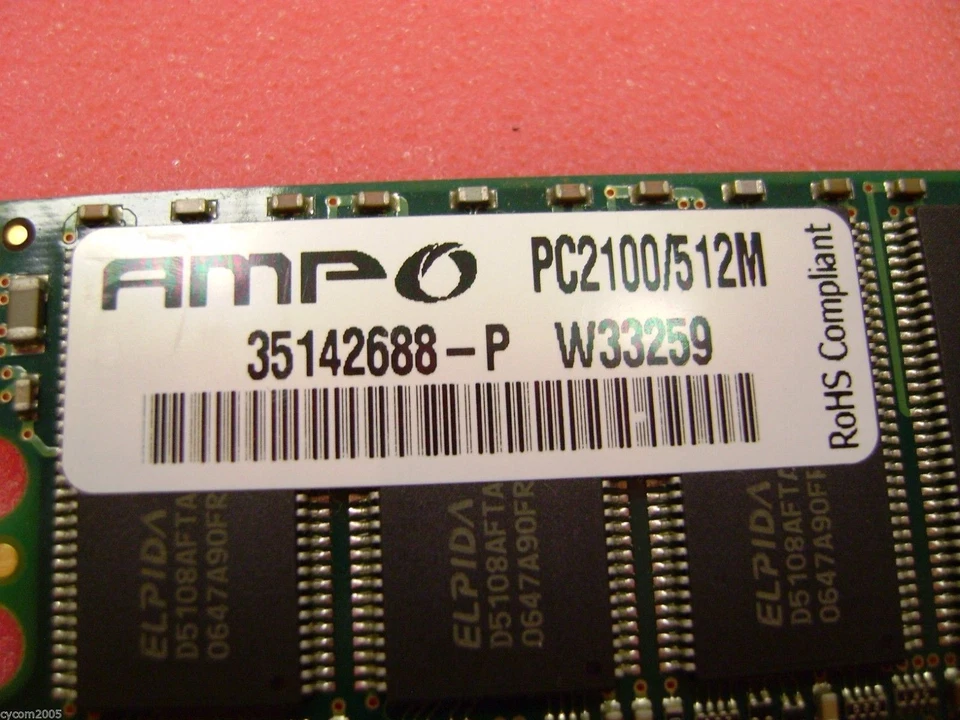 Elpida Ampo 512MB PC2100 DDR-266MHz non-ECC Unbuffered CL2.5 184-Pin DIMM Memory - Image 2 of 4