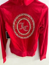 Juicy Couture Black Label Women's Robertson Jacket Red Velour Bling Track Size S