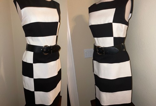 WHITE HOUSE BLACK MARKET * BLACK & WHITE COLOR BLOCK SHEATH * SIZE 8 NWT - Picture 10 of 22