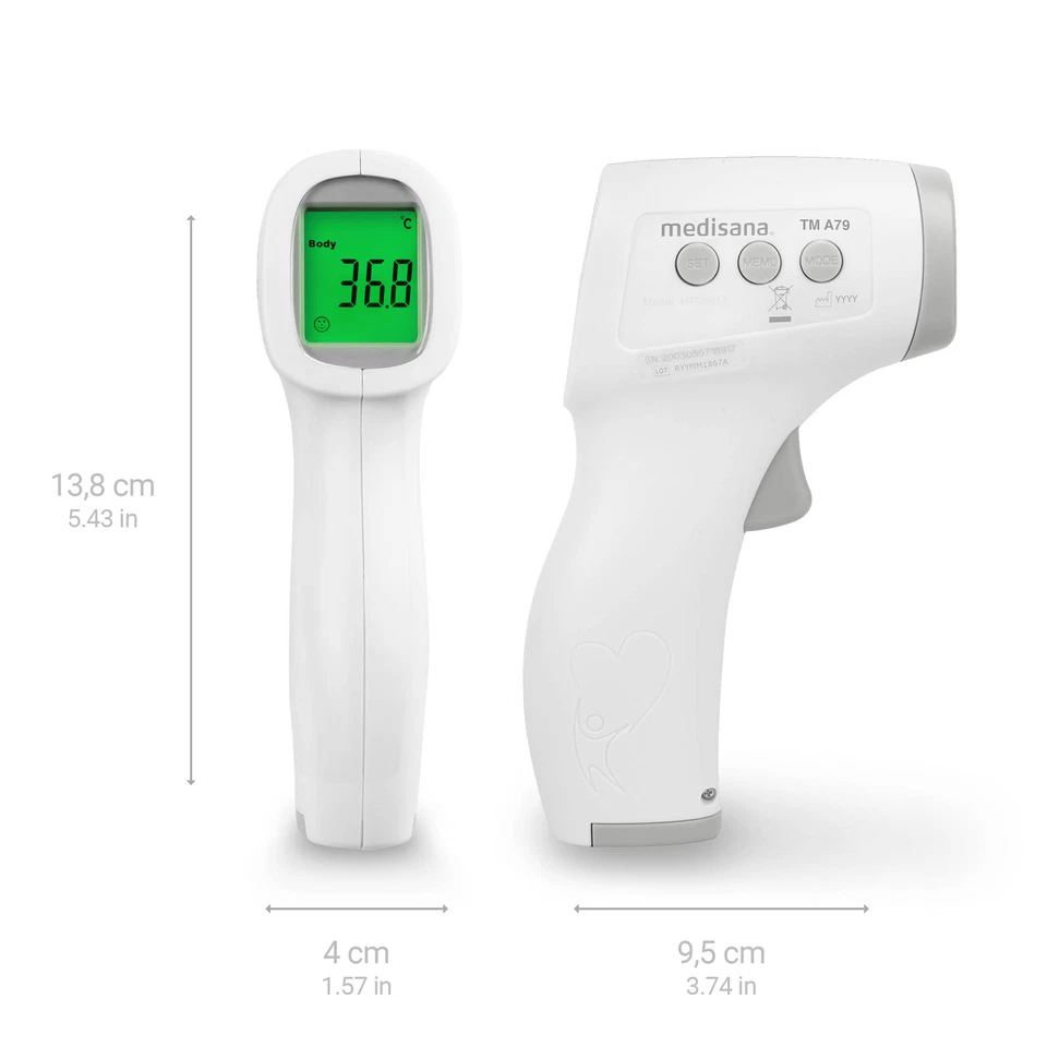medisana TM A79 Infrarot-Fieberthermometer Stirnthermometer kontaktlos bis 100°C - Bild 2 von 4