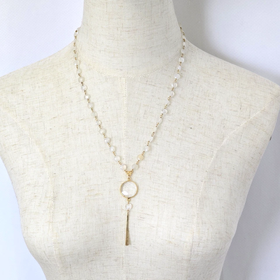 Collar CHAN LUU Chapado en Oro 18k 925 SWAROVSKI CRISTAL Facetado Colgante Gota Foto 2 de 4