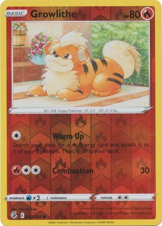 GROWLITHE 032/264 FUSION STRIKE POKEMON (REVERSE HOLO, NM)