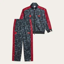 [JN7121] Adidas x BAPE Kids' Firebird Track Suit * Black/Red *NEW*