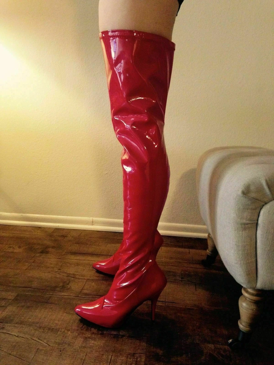 Red Wonder Woman Super Hero Thigh High Chaps Mens Drag Queen Boots size 12 14 | eBay