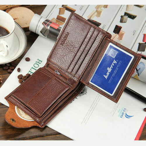 Cartera con tarjetero de cuero plegable para hombre con solapa bolsillo para monedas conveniente monedero - Imagen 4 de 6