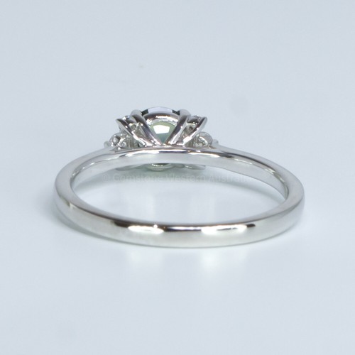 Unheated Teal Sapphire and Diamonds Ring in 14K White Gold - Picture 6 of 6