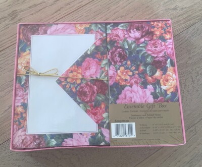 Vintage Sangamon Floral Staionery and Folded Notes Ensemble Gift Box New Sealed