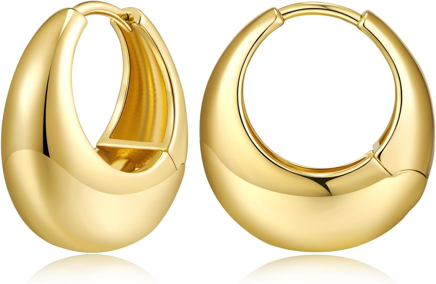 Gold Hoop Earrings Chunky Gold Huggie Earrings for Women 18K Gold Plated Earring