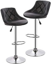 Set of 2 Adjustable Swivel Bar Stools Counter Height Bar Chairs With Footrest