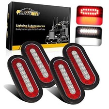 4Pcs 6.3" Inch Oval Led Trailer Taillights Stop Brake Lights Running Red and