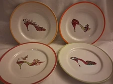 Serveware & Dinnerware Rosanna “Fall Pumps” Salad Plates 4 Piece Boxed Nice Gift