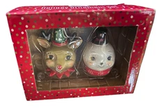 Johanna Parker Set 2 Snowman Reindeer Ornament Christmas Folk Art