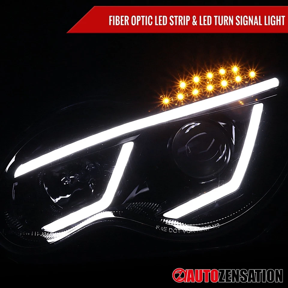 LED Bar Fit 2001-2007 Benz W203 C-Class Black Smoke Projector Headlights Lamps - Imagem 4 de 4