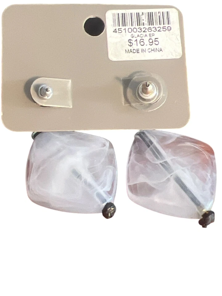 Pendientes colgantes Chicos Glacia EP martillados tono plata metal acrílico diseño 2" NUEVO Foto 3 de 4